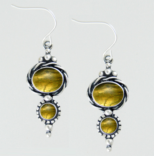 Sterling Silver Drop Dangle Earrings With Citrine